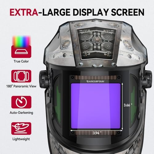 ARCCAPTAIN Welding Hood, 180° Panoramic View Auto Darkening Welding Helmet