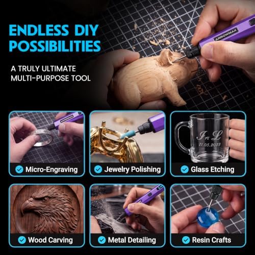 ARROWMAX 5-Speed Mini Cordless Rotary Tool Kit with OLED, 30000 RPM 42 Bits