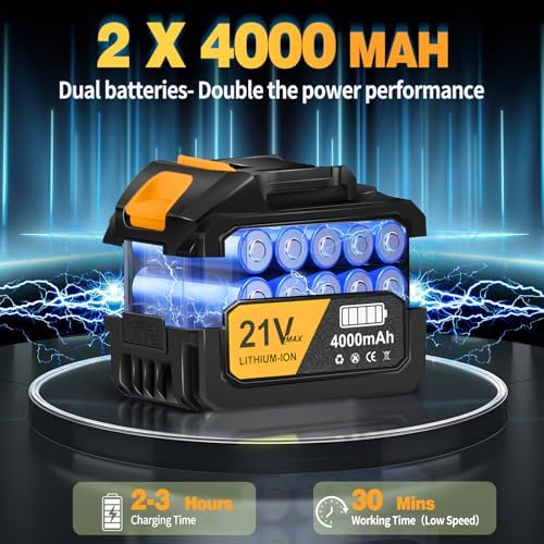 Leaf Blower Cordless Handheld Blower 2x4.0Ah Batteries & Charger,Orange
