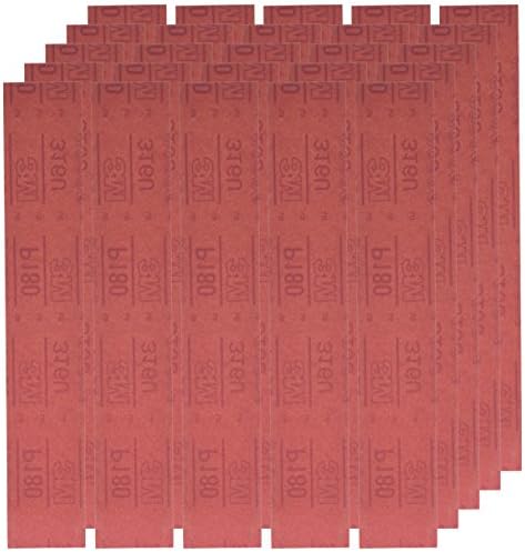 3M Hookit Red Abrasive Sheet, 01179, 180+ Grade, 2-3/4 in x 16 1/2 in