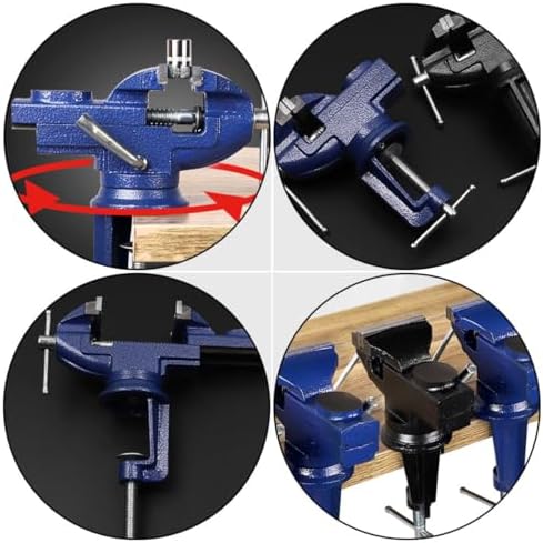 Abaodam Clamp-on Table Vise 50mm 360 Degree Swivel Bench Vise Small Fixed Repair Tool Portable Workholding Device for Workshop and DIY Tasks
