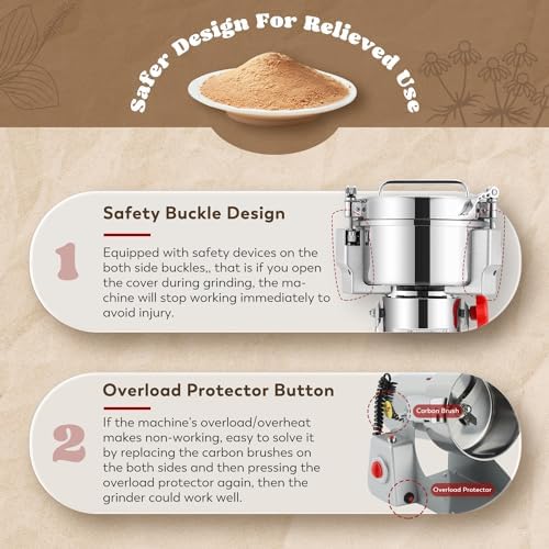 Moongiantgo Grain Mill Grinder Commercial Spice Grinder, 2000g Swing, 110V