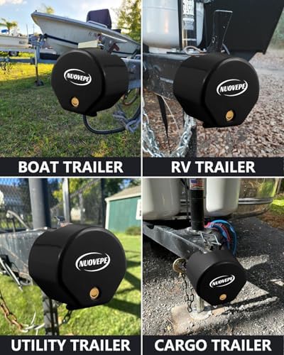 Heavy Duty Anti Theft Trailer Lock, Universal Fit 1-7/8", 2" and 2-5/16" Couplers, Reinforced Solid Steel Tow Lock for Trailer Tongue, Hitch Lock for RV, Cargo, Boat, Camper, Utility (Black)