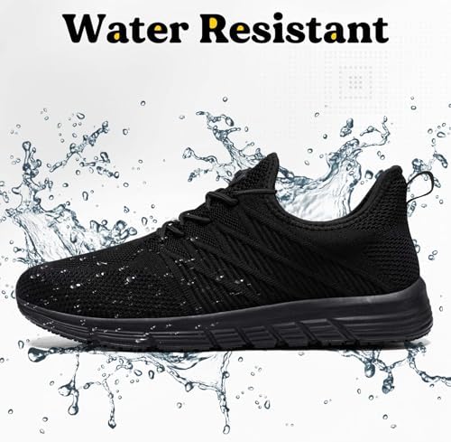 Non Slip Work Shoes for Women Slip On Sneakers, Black US 5-11