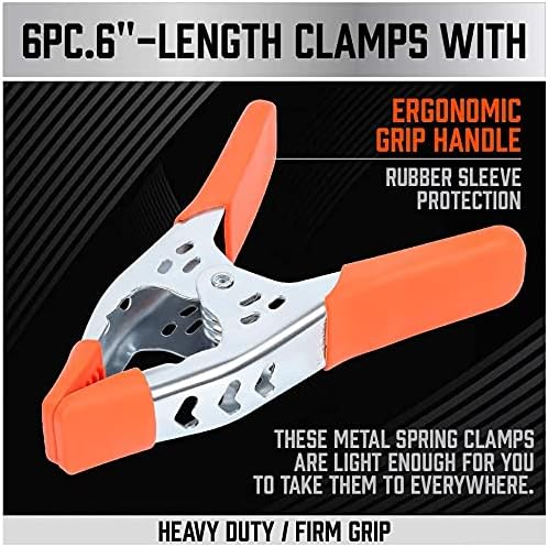 HORUSDY 12-Piece 6" inch Spring Clamp, Heavy Duty Spring Metal Spring Clamps, 2.5"-inch Jaw opening (12-Piece)