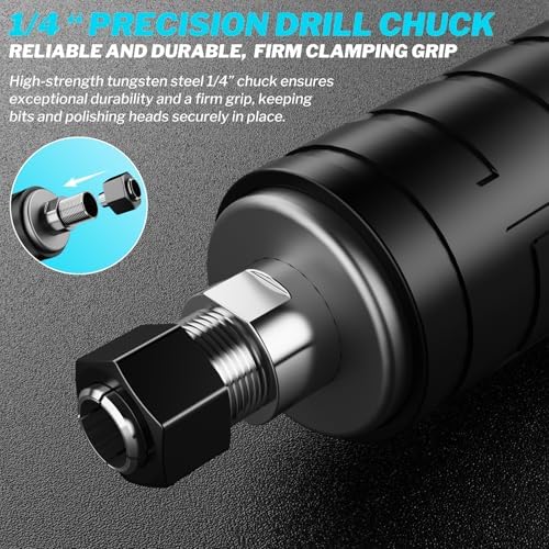 1100W Brushless Braking Die Grinder Compatible with Makita Battery, 3 Level Variable Speed Up to 26000RPM, 1/4" Precision Drill Chuck for Grinding, Polishing, Drilling (Batteries Not Included)