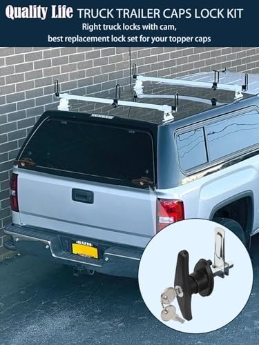 Truck Cap Camper Shell T-Handle Lock Latch Replacement Parts, Truck Bed Topper Door Locking Kit Accessories with Keys - Right Lock