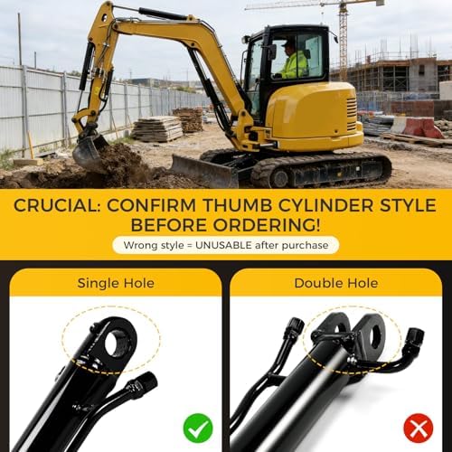 25mm Hydraulic Thumb Cylinder for Mini Excavators (Up to 3 Tons) - Single Hole Hydraulic Thumb Clip Compatible, Precision-Engineered Replacement Accessory