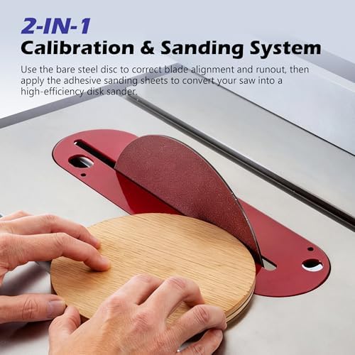 10" Table Saw Calibration Plate & Sanding Disc Set - Includes 18Pcs PSA Sandpaper (60-240 Grit), 5/8" Arbor, 1/8" Thick #42 Alloy Steel Balance Blade for Precision Alignment