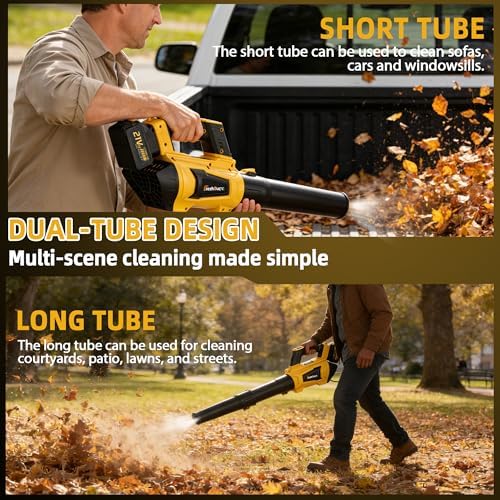 Leaf Blower Cordless - Cordless Handheld Leaf Blower with 21V 2 Rechargeable Batteries, Lightweight Electric Blower for Lawn, Yard, Garden, Patio, Leaves, Dust, Snow Cleaning, 750 CFM 260 MPH