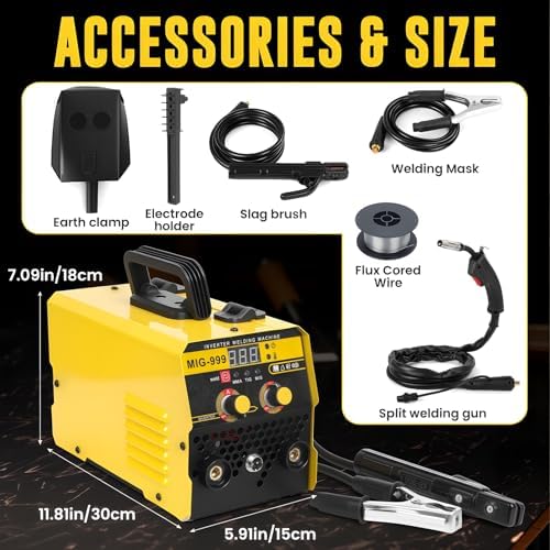 140A 3-in-1 MIG/TIG/Stick Welder with Synergic IGBT, Dual Voltage 110V/220V, Digital Display IGBT Inverter Welding Machine for Gas/Gasless MIG, Lift TIG, ARC Welding US Plug