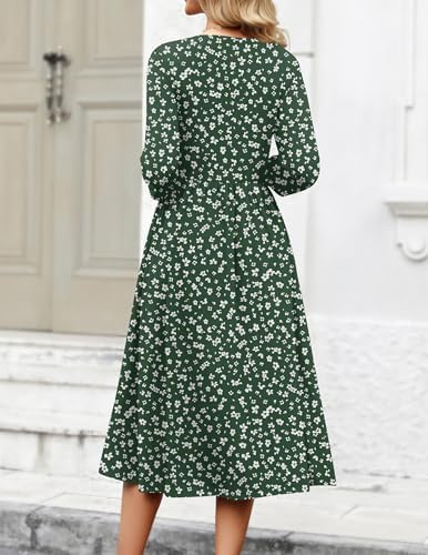 Zeagoo 3/4 Sleeve Women's Dress Casual Aline Summer Fall Midi Long Dresses
