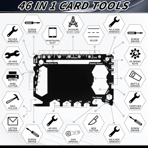 Cholemy 24 Pcs Credit Card Wallet Multitool 46 in 1