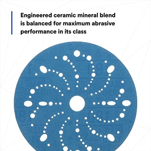 3M Hookit Blue Abrasive Disc, 321U, 36176, 6 in, 180+ Grade, Multi-Hole