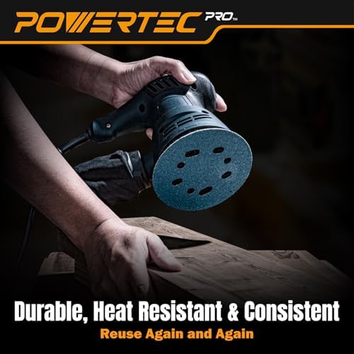 POWERTEC PRO 100PK, 5 Inch Sanding Discs Hook and Loop, 40 Grit, Ceramic Orbital Sander Sandpaper for 5 & 8 Hole Random Orbital Sanders - Automotive, Paint, Metal, Woodworking (45304C-50-P2)