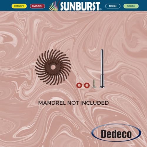 Dedeco Sunburst Radial Bristle Discs 12-Pack - 3" Curved - 3/8" Arbor - Brown 36 Grit (Ultra-Coarse) - Aluminum Oxide for Polishing & Finishing