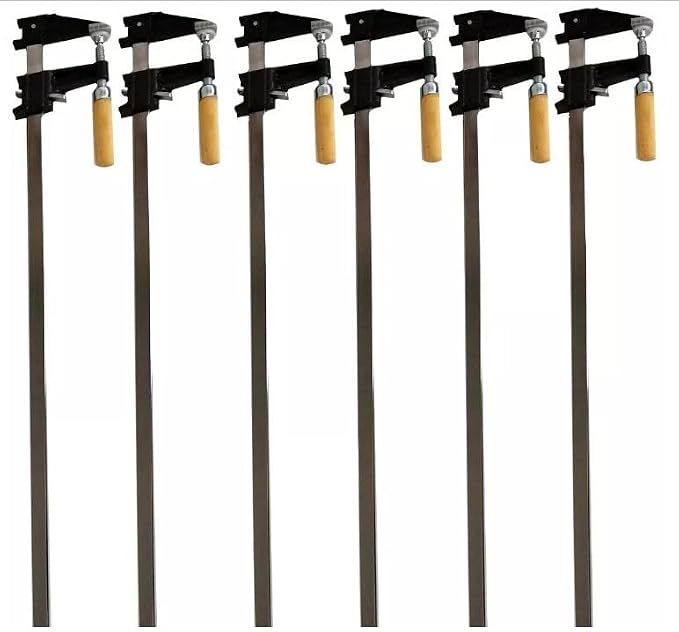 Set of 6-36" Steel Bar Clamp with Metal Ratcheting System and Quick Release Suitable for a Wide Range of Woodworking and Metalworking