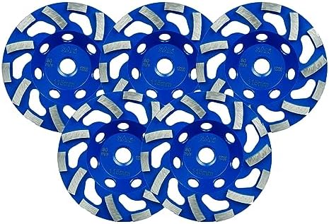 SALI 5PCS 7 Inch Concrete Grinding Wheels 20 Turbo Diamond Segments 5/8-11 Arbor Diamond Grinding Wheel Fit for Paint, Epoxy, Mastic Coating Removal with CDB. New Technology