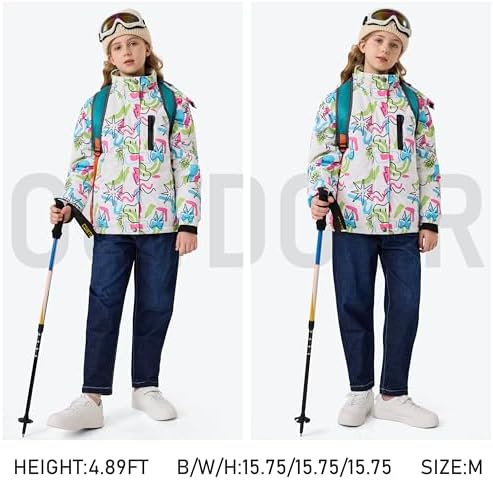 MoFiz Girl's Ski Jacket Fleece Snow Winter Coat Kids Warm Snowboard Jacket