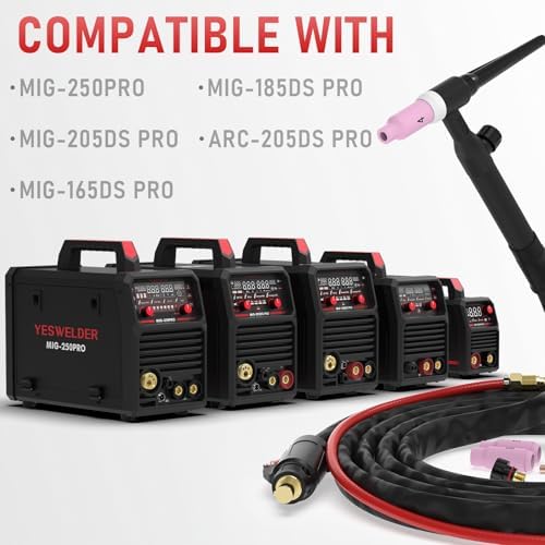 YESWELDER TIG Torch, TIG Welding Torch WP-17V 13 ft 150A 35-50mm² Air