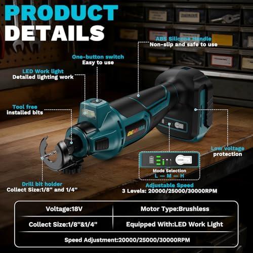 Cordless Drywall Cut-Out Tool Compatible with Makta 18V Battery, 3 Speed Adjustable Brushless Rotary Saw with Up to 30000 RPM, Compact Spiral Saw Kit for Wood,Drywall,Tiles,plastic (Tool Only)