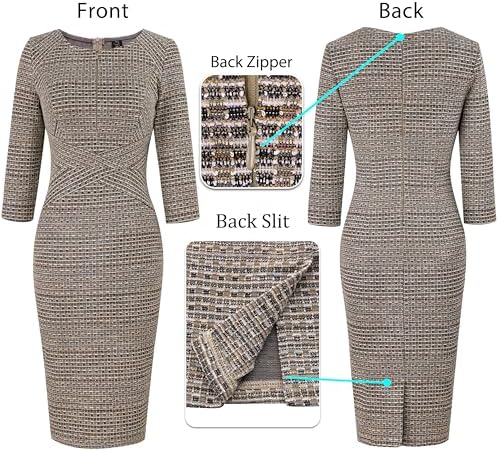 VFSHOW Womens Work Business Office Zipper Up Slim Bodycon Sheath Dress