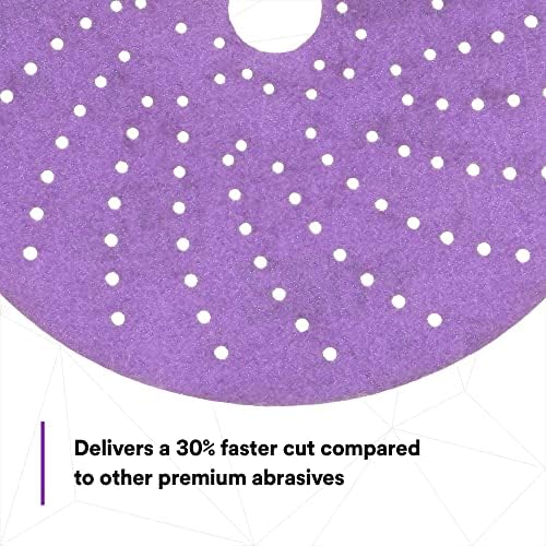 3M Cubitron II Hookit Clean Sanding Abrasive Disc 31481, 6 in, 220+ Grade, Pack of 50 Discs, Virtually Dust-Free, High Performance, Long Lasting, Multi-Hole Pattern, Feather Edging, Stock Removal