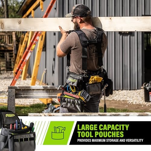 AWP Tool Belt Tool Rig, Durable Premium Utility Belt Organizer for Men & Women, Utility Work, Electrician, Mechanic