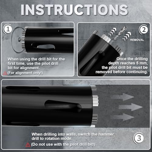 Diamond Core Drill Bit 6"(152mm) with Pilot Bit & Adapters (SDS Plus & Hex) – Upgraded Welded Segments, 8.6" Depth – for Concrete, Solid Brick, Hollow Brick, Masonry & More