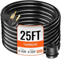 VEVOR Welder Extension Cord 30Amp 25ft 250V, Welding Power Cord with NEMA 6-50 Plug 10 Gauge 3 Prong for MIG,Lincoln,Plasma,Miller,TIG, Black