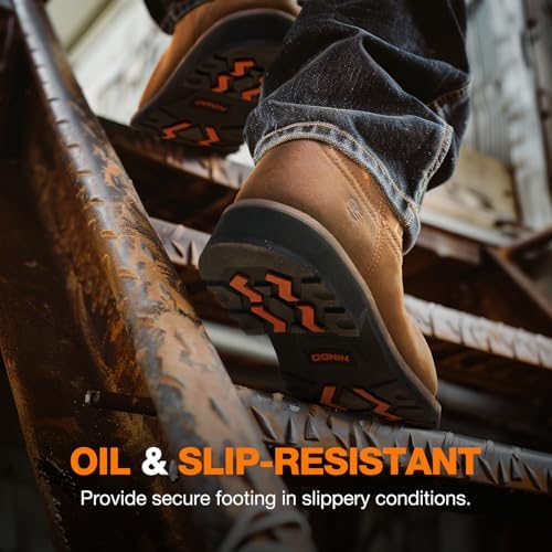 NINGO Steel Toe Boots for Men, Comfortable Square Toe Cowboy Work Boots