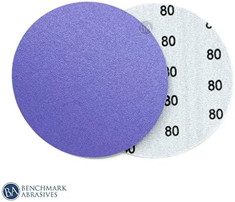 Benchmark Abrasives 6 Inch Sanding Discs Hook and Loop Ceramic No Holes Adhesive Sandpaper for Surface Blending, Automotive Metals Fiberglass - Orbital Sander Sandpaper (50 Discs), 800 Grit