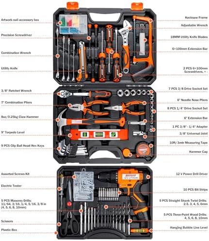 12V Cordless Drill Set Tool Kit Mechanics Tools set Power Drill 217Pcs