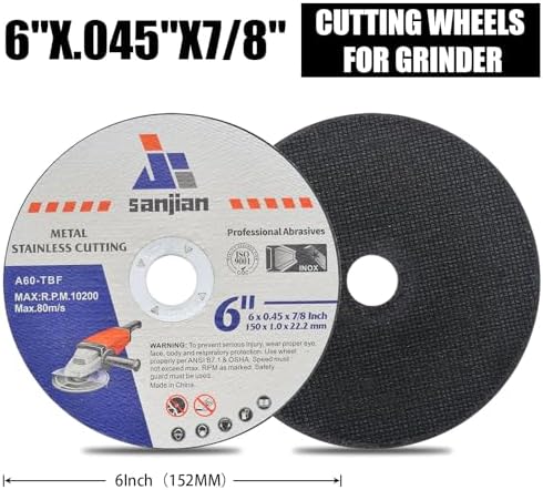 6” Cut Off Wheels for Metal 25 PCS 6 x .045 x 7/8 Inch Cutting Wheels