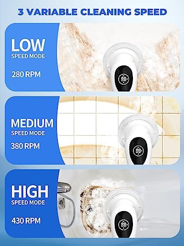 Electric Spin Scrubber Shower Scrubber with Long Handle for Cleaning Bathroom 9 Replaceable Brush Heads 3 Speed Modes Retractable Power Brush for Bathtub Tile Floor
