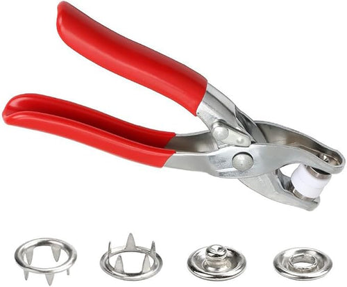 100 Sets 9.5mm Metal Prong Snaps Buttons Five Claw Buckle Set Metal Press Studs Sewing Free Buttons with Fastener Pliers Press Tool Kit for Leather Crafting