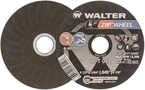 Walter Zip Wheel™ Cut-Off Wheel, 4.5" X 3/64" X 7/8'' T1, Pack of 25 (11T042)