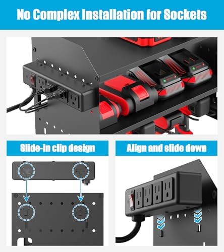 CCCEI Modular Power Tool Organizer Wall Mount with Charging, Black, 1 Pack