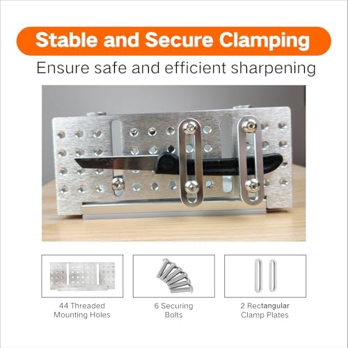 Belt Grinder Knife Jig, -5°~25° Angle Adjustable, 7.68" Long with Dual Handles and Dual Press Plates, for Angle Grind Guide in Belt Sander Blade Making.