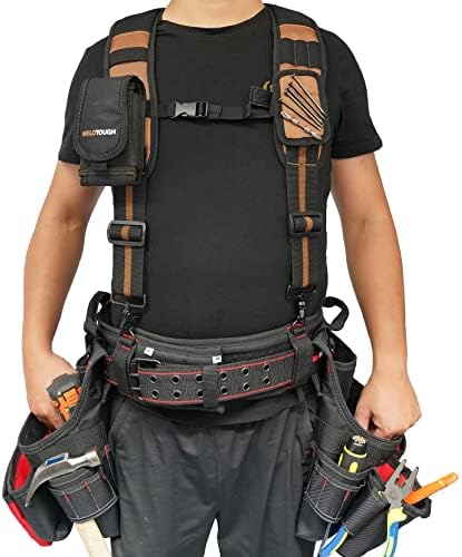 MELOTOUGH Magnetic Tool Belt Suspenders with Magnetic WristBand for Work Belt Padded Suspenders Constrcution