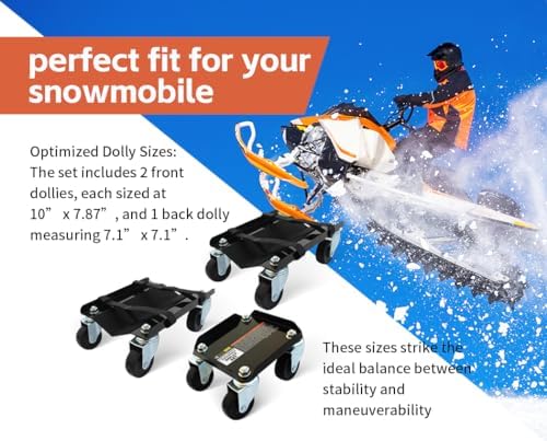 MaxxHaul Snowmobile Moving Dolly Set - Heavy Duty 1500 lbs Capacity - Anti-Slip V-Slide Rubber Pads with Straps - 360 Swivel Casters for Ski Sled Transport Storage Garage (50859)