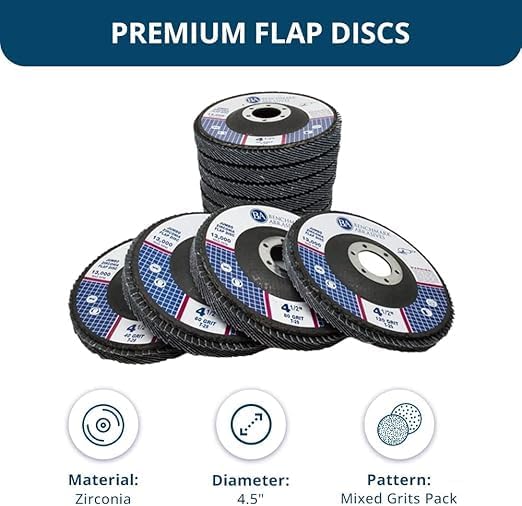 Benchmark Abrasives 4.5" x 7/8" Zirconia Type 29 Flap Discs, Mixed Grit