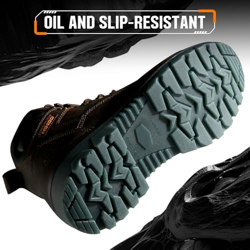 NINGO Waterproof Steel Toe Work Boots for Men, EH Rated, Puncture Proof