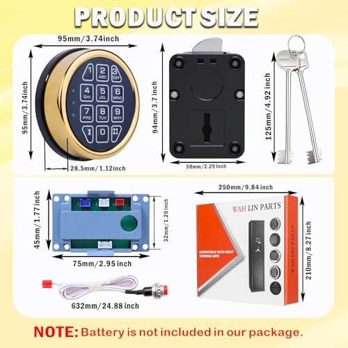 Gun Safe Replacement Lock with Left Swing Bolt Lock and 2 Emergency Keys