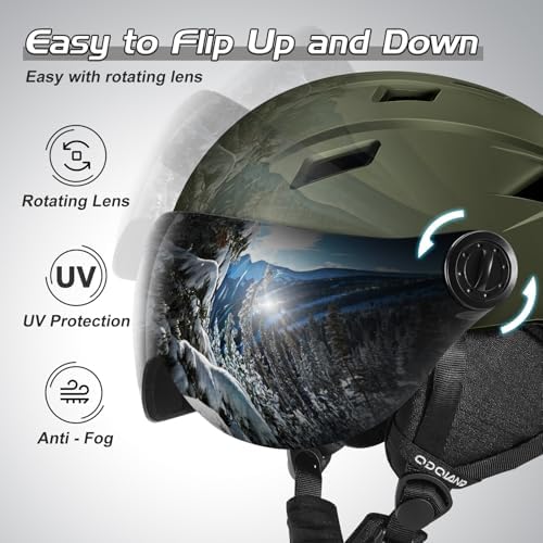 Odoland Ski Helmet with 2-in-1 Visor Goggles, Lightweight for Men Women