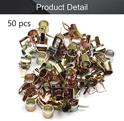 Fielect 50pcs 2/9" / 6mm Spring Band Type Action Hose Pipe Clamp Low Pressure Air Clip Clamp Fasteners Assortment Kit for Plumbing, Automotive and Mechanical
