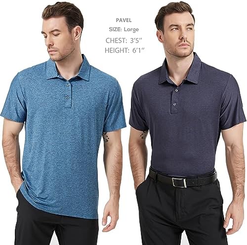5 Pack Men's Polo Shirts Short Sleeve Golf T Shirt Performance Casual
