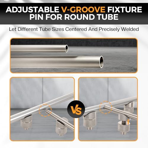 8 Pack Welding Table Fixture Pins - Adjustable Height, Welding Table Accessories V-Groove Round Tubing & Square Tube Fixtures, Heavy-Duty Carbon Steel With Anti-Slip Grip, 5/8" Welding Table Clamps
