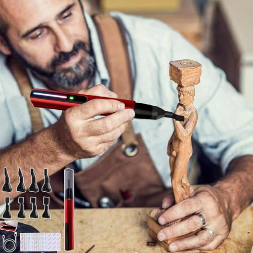 Electric Reciprocating Sander Set, USB Quick Charging Mini Sanding Pen 3 Speed Adjustable Detail Sander with 8 Sanding Heads and Sandpapers for Grinding Polishing Surfaces