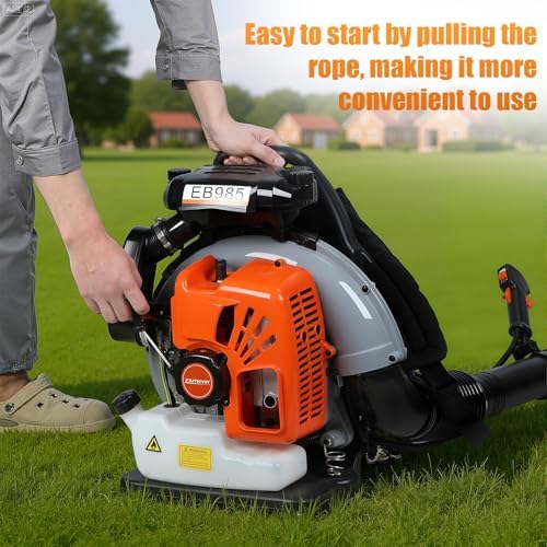 65cc Gas Powered Backpack Leaf Blower, 700 CFM & 200 MPH, Lightweight Handheld Leaf Blower for Lawn Care, Snow & Dust Removal, 1.7L Fuel Tank Orange